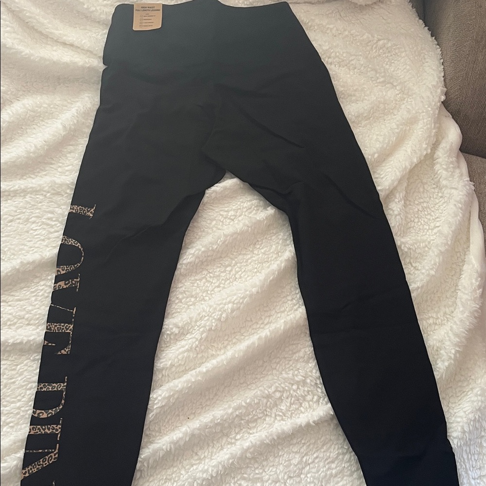 PINK Victoria's Secret Black and Gold Women Leggings